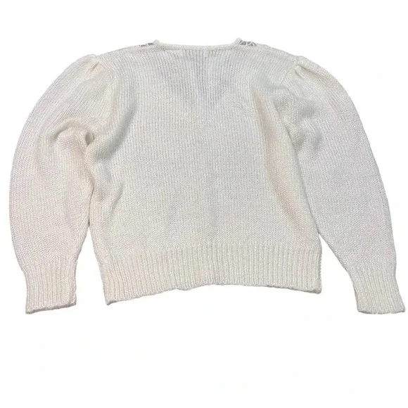 Vintage Charlotte VanHorne Cream Sweater Medium‎ Lace Pearl Embellished 80s - Picture 9 of 9
